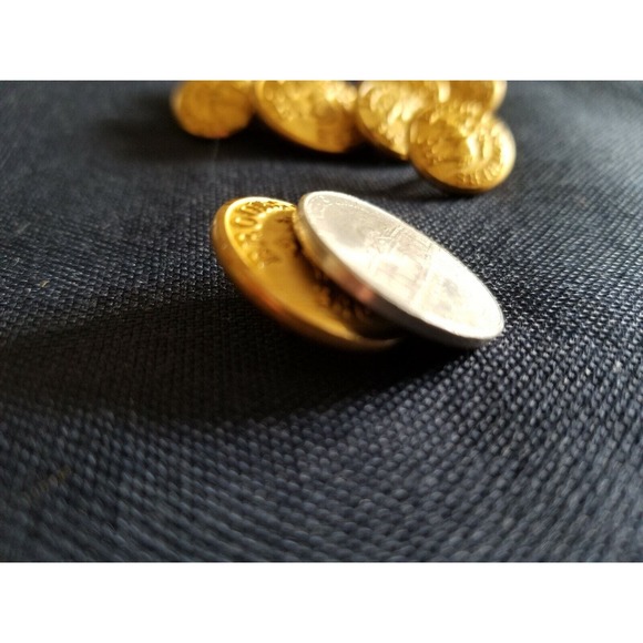 Vtg Brooks Brothers Gold 10 complete Set 20mm 15mm Blazer Replacement Buttons . - Picture 5 of 6